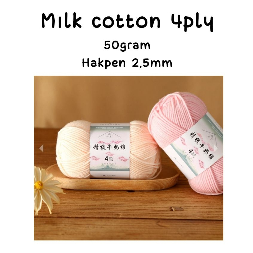 Benang milk cotton 4ply (label putih)