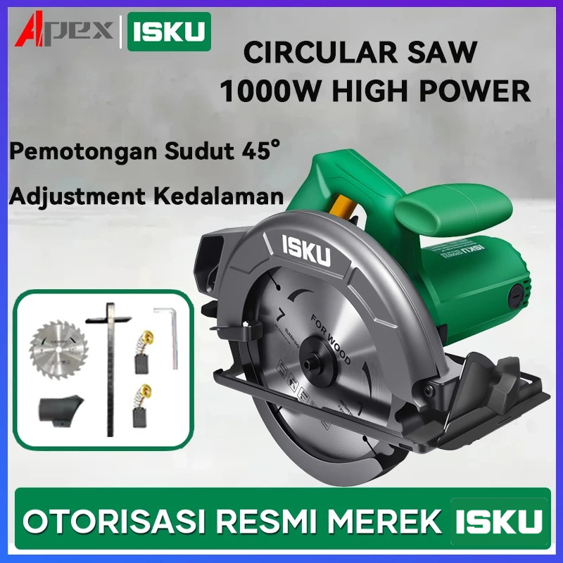 ISKU Circular Saw Multifungsi 7 inch Mesin Potong Kayu Gergaji Kayu Super Tajam Listrik Table Saw Me