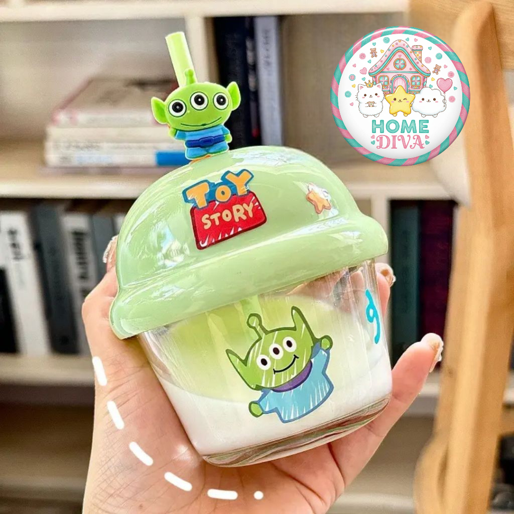 GELAS KACA MINI ANAK KARAKTER | GELAS KACA SUSU ANAK 210ml | GELAS MINI KACA KARAKTER LOTSO