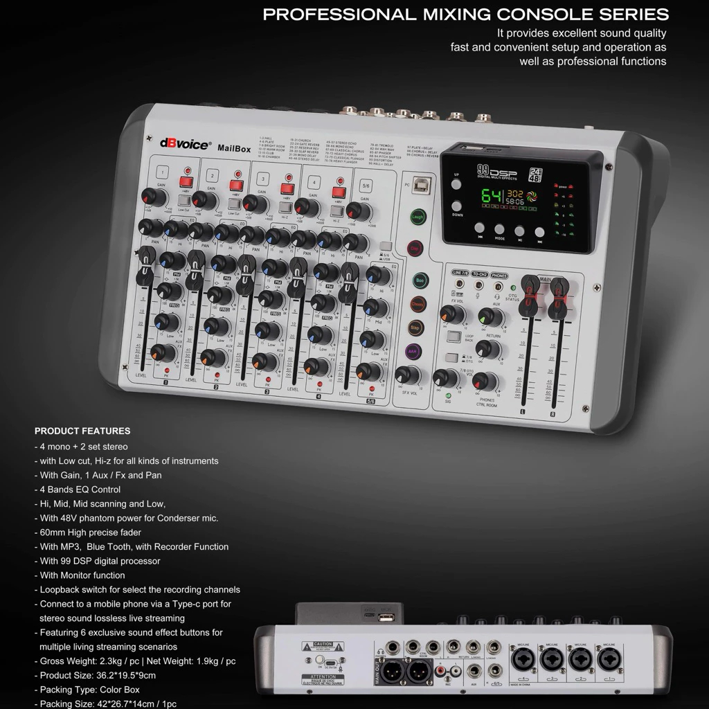 Mixer Dbvoice Mailbox 6 – Original 6 Channel Bluetooth – Live Streaming dB Voice