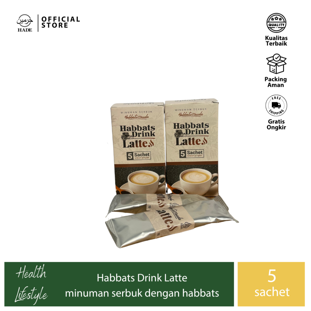 Habbats Drink Latte - Habbatusauda Kopi - Aman untuk Lambung - 5 Sachet murah