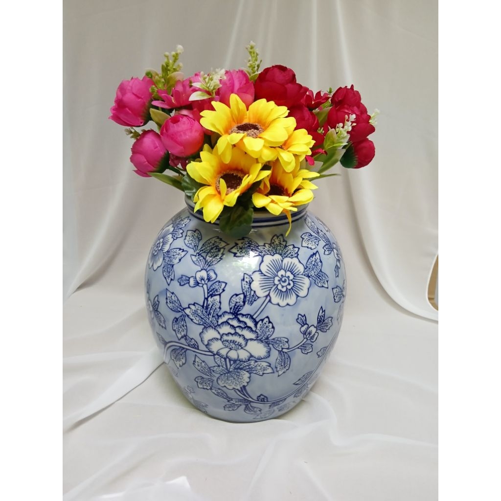 hiasan ruang tamu Vase bunga meja keramik gemuk