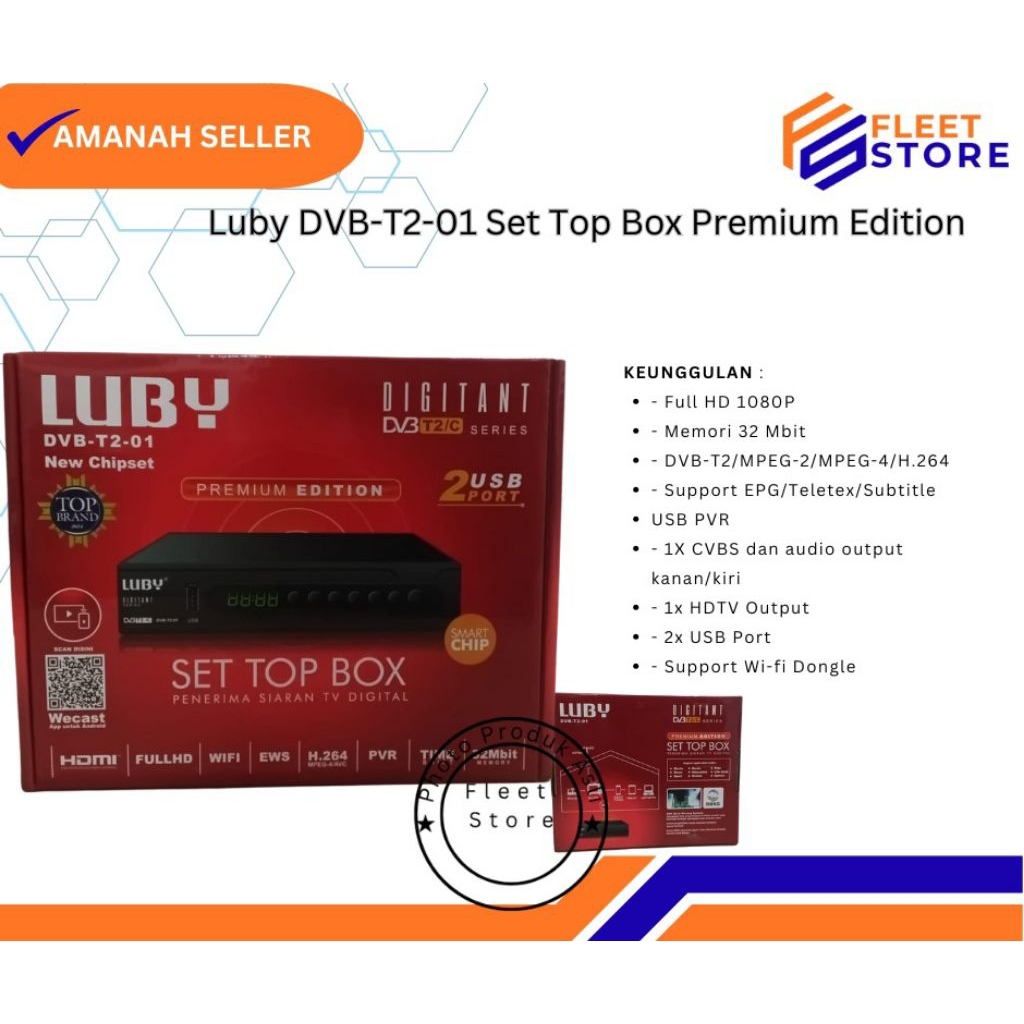 Set Top Box Luby DVB T2-01 Reciever Siaran Digital Premium Edition Tv