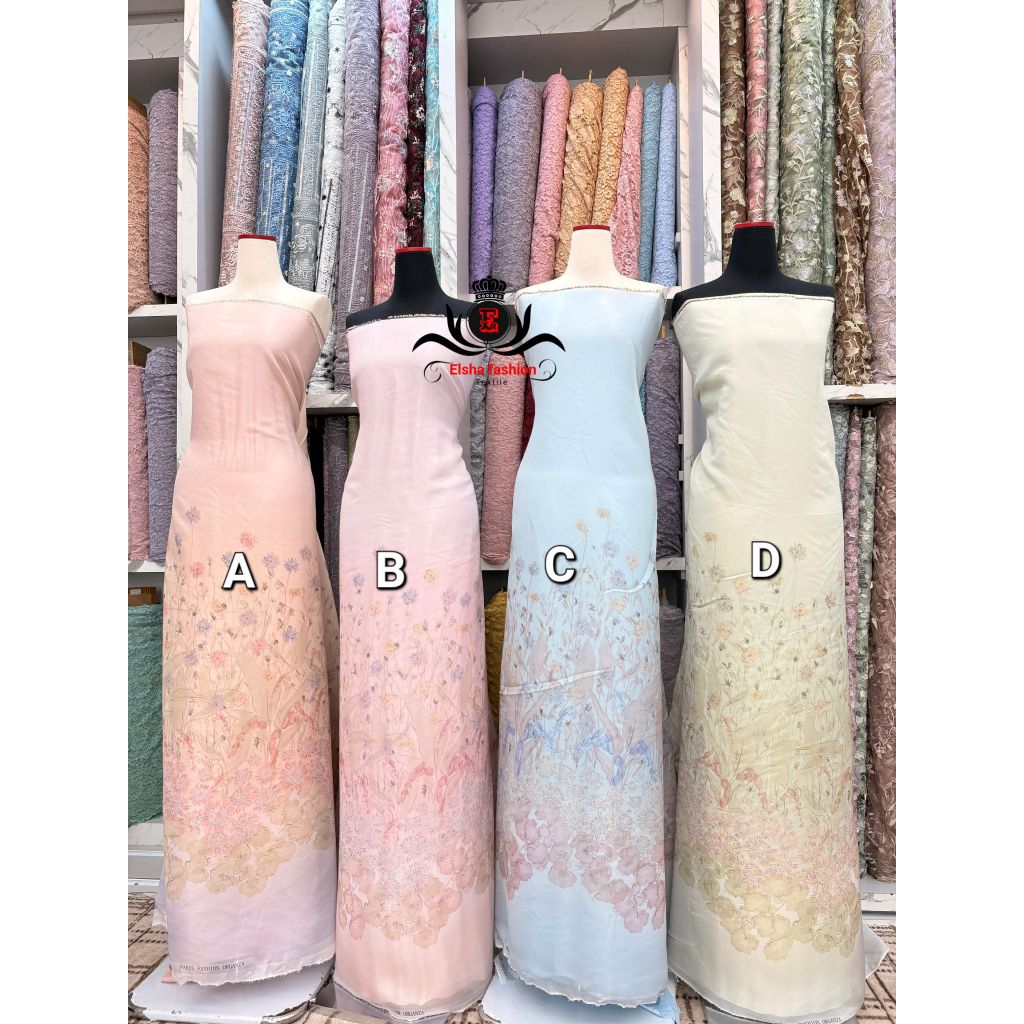 KAIN ORGANZA SILK PRINT||HARGA PERSETENGAH METER