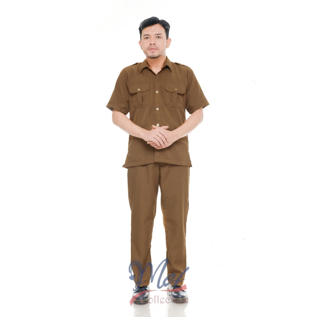 [PO BIG SIZE] Seragam PNS Pemda Pria Khaki Tua Baju ASN Pegawai Negeri/Bahan Semi Wool Adem/Seragam