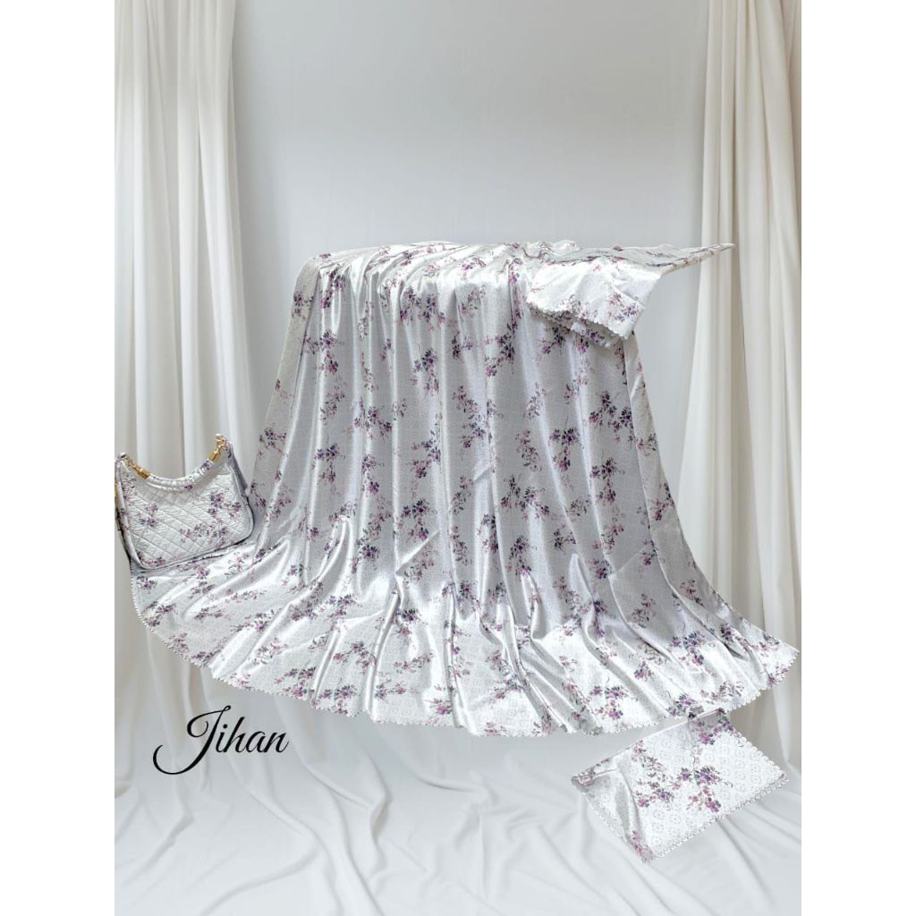 MUKENA JIHAN BAHAN ARMANI SILK RESLETING DAGU SIZE JUMBO DAN FREE TAS MUKENA
