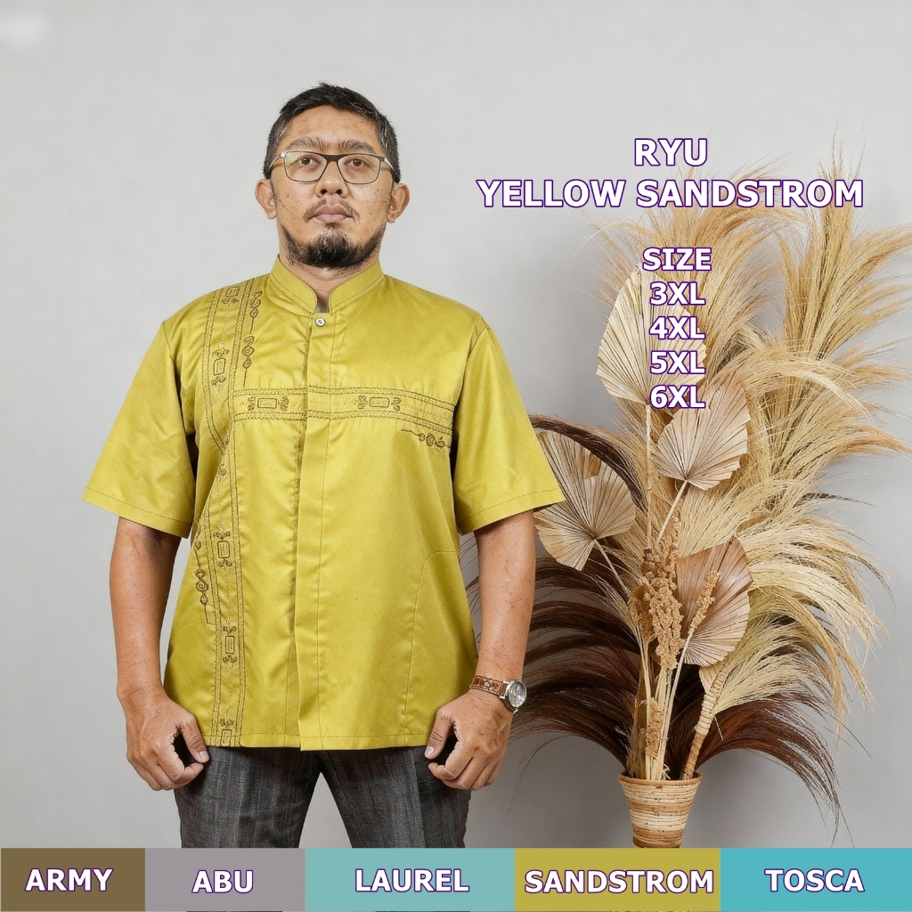 Baju Koko Jumbo Pria Dewasa Bordir Terbaru Big Size Ukuran 2XL 3XL 4XL 5XL 6XL 7XL Kemeja Pria Fashi