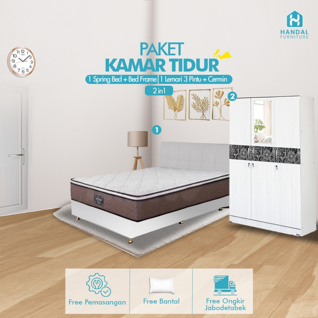 Termurah Paket Kamar Tidur 2in1 Hemat Set Elite Serenity Superstar + Lemari 3Pt