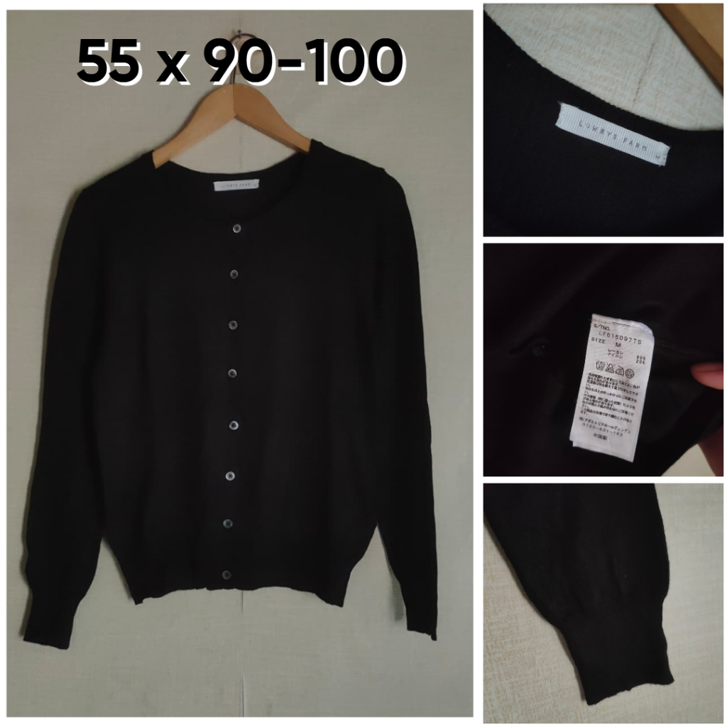 Cardigan Lowrys Farm Hitam O Neck Size M Wanita Cardi Rajut Kutub Lembut OB965
