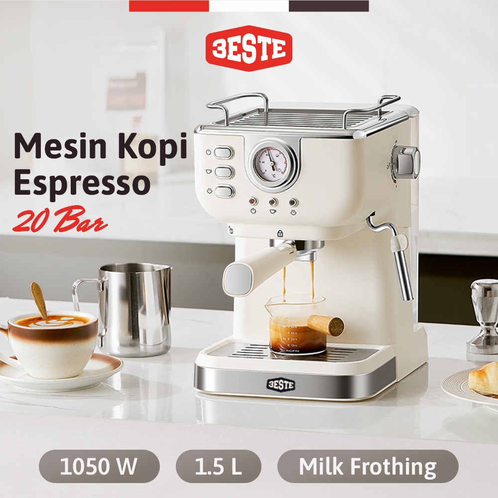 Mesin Kopi Espresso Coffee Maker Frothing 20 Bar 1050W 1.5L Warna CM3120 Trieste