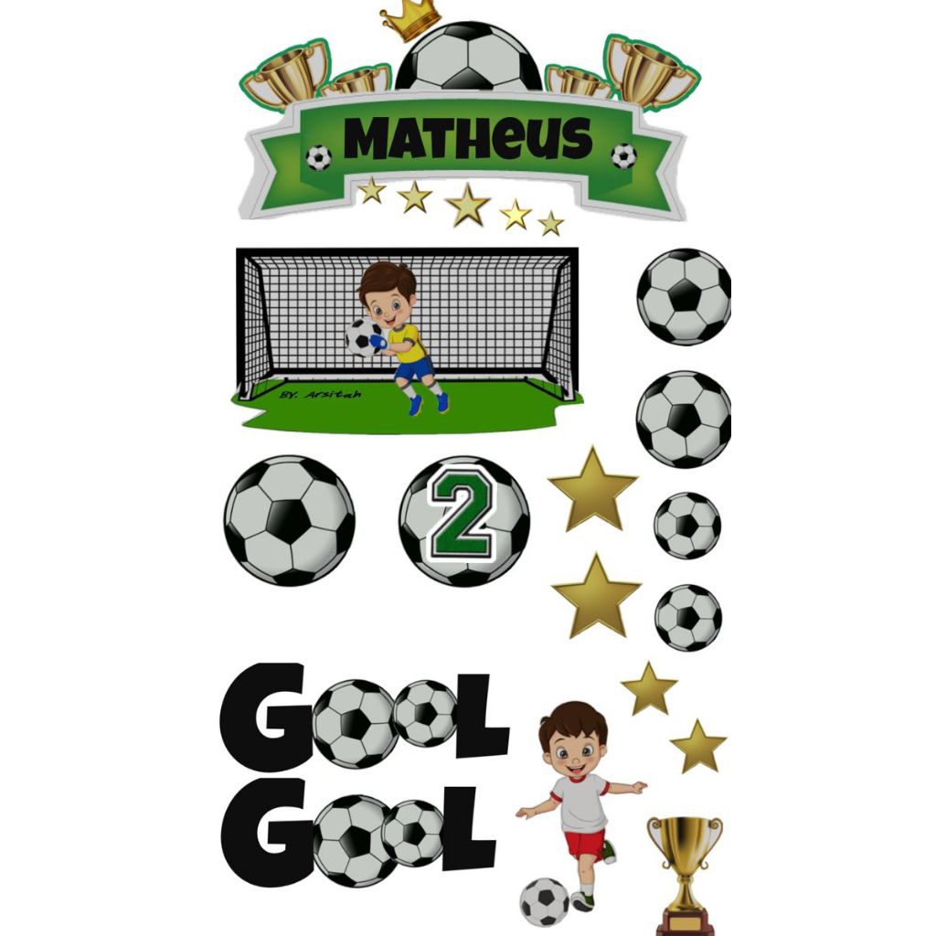 1 set cake topper bola custom nama anak /cake topper ultah