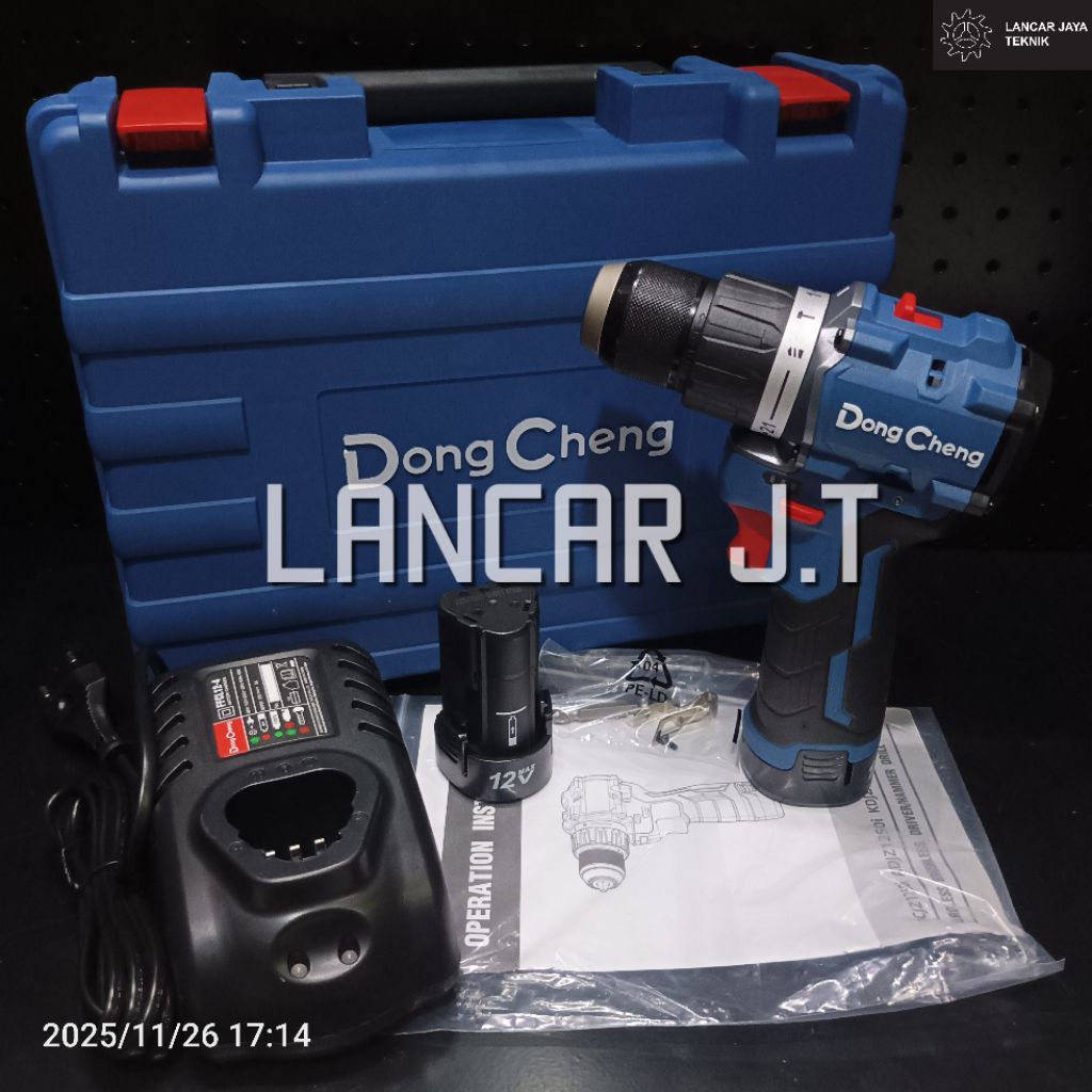 Dongcheng DCJZ1250i EK Mesin Bor Tembok Baterai Cordless Brushless Impact Drill 12V 10MM DCJZ1250i T