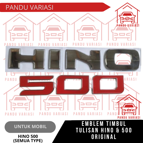 Emblem Hino 500 timbul chrome sudah ada prekatnya / emblem hino 500 / Emblem logo Hino 500 / Hino