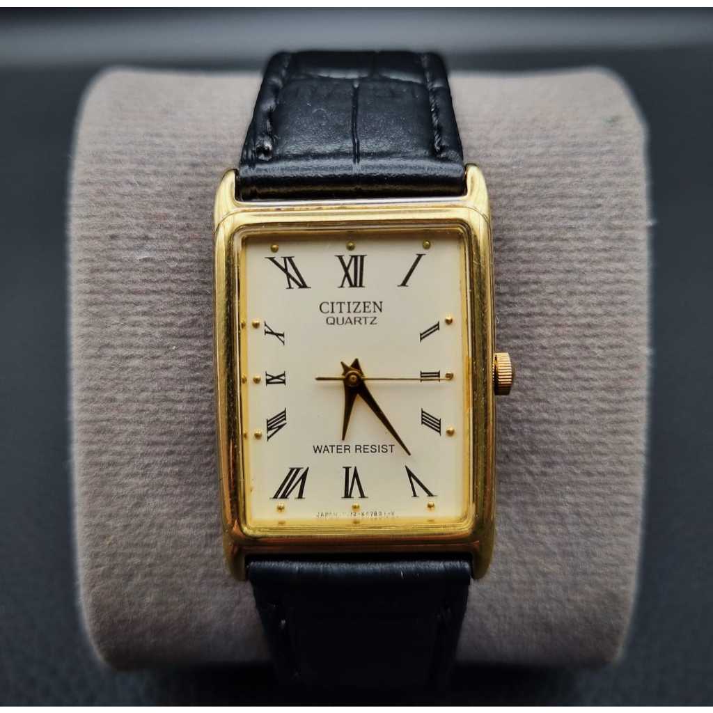 Citizen Quartz Tank Vintage 1032-k14765 Gold Base Metal Jam Tangan Pria Wanita Original