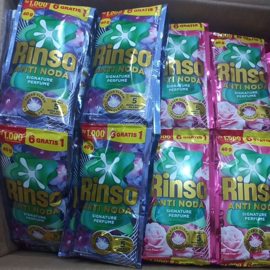 Rinso Cair Sachet | Rinso Deterjen Cair Anti Noda + Molto Sachet 6x38ml