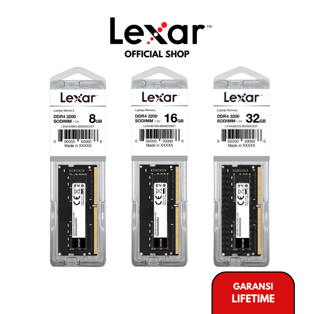 Lexar RAM Laptop SODIMM DDR4 3200 (PC4 25600) -  8GB / 16GB / 32GB
