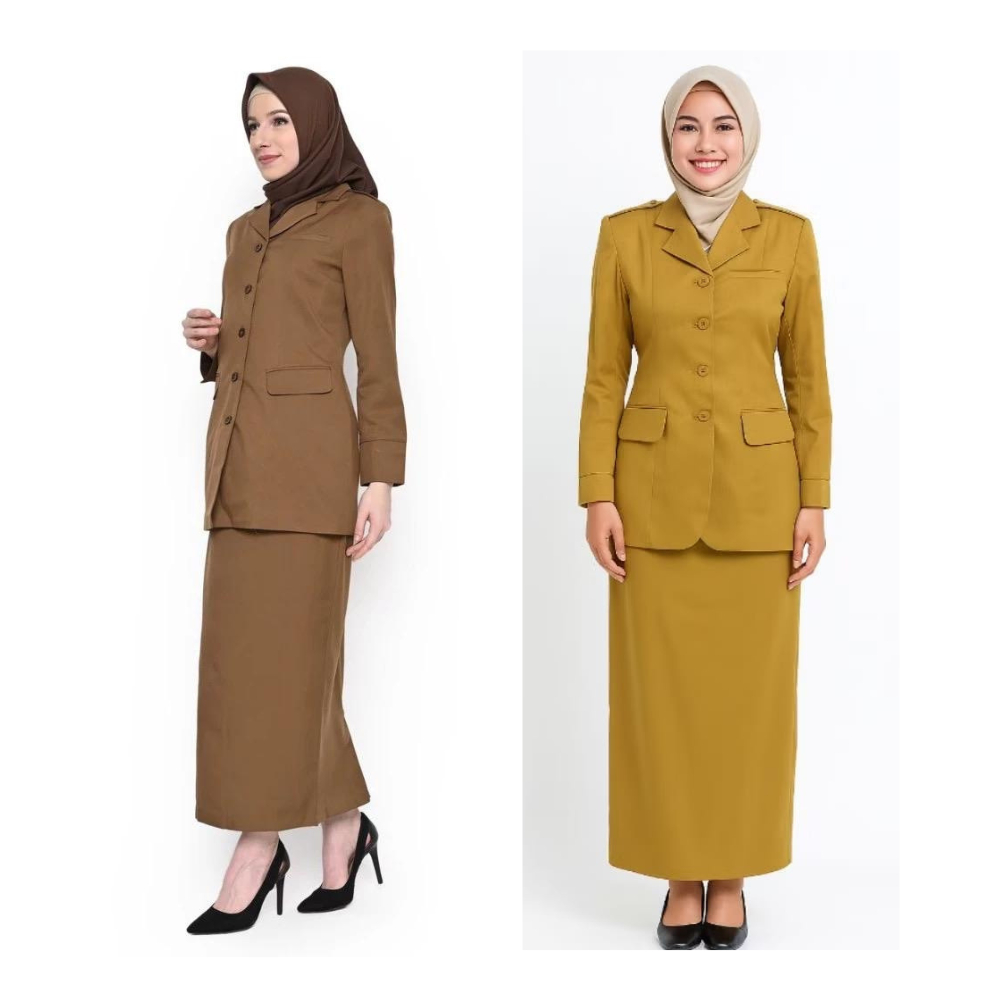 Baju Seragam Dinas PNS PDH Wanita - Baju Seragam Dinas Lengan Panjang Wanita Blazer Celana Kerja