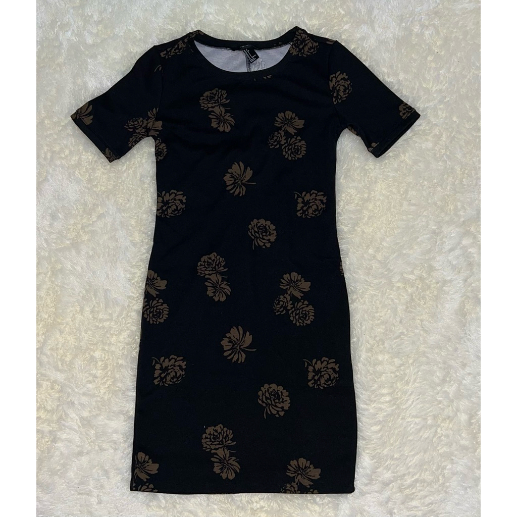 Forever 21 Black Foral Bodycon Dress