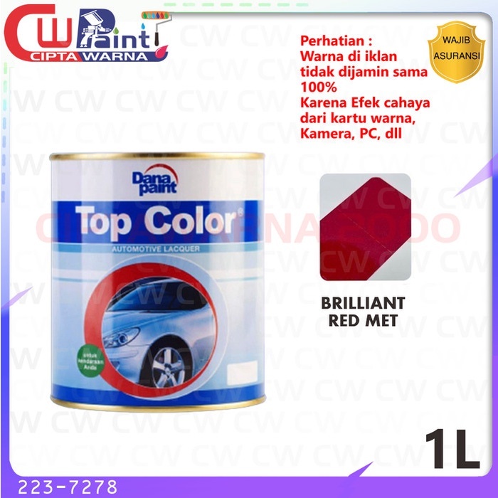 TOP COLOR BRILLIANT RED MICA MET 223-6206 / CAT DUCO MERAH METALIK TOPCOLOR 6206