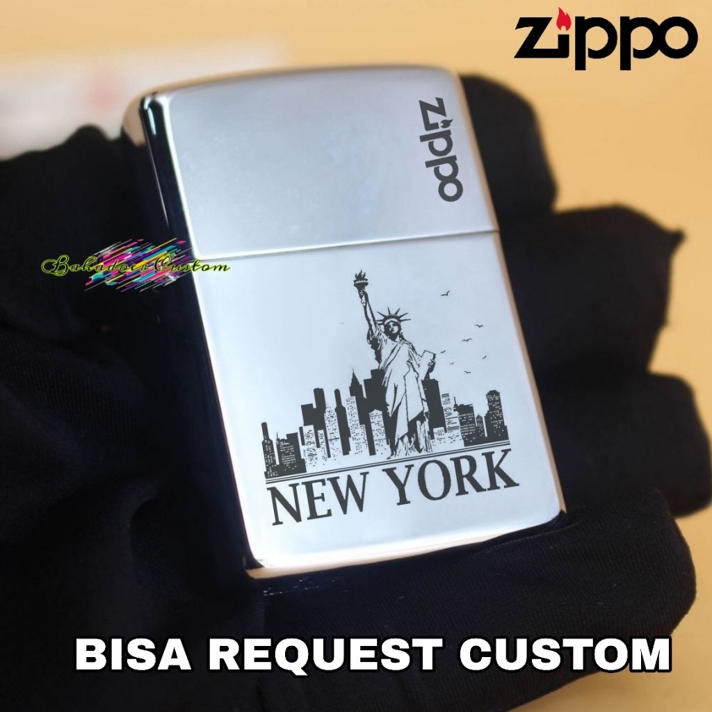 ZIPPO CUSTOM GRAFIR BY REQUEST CUSTOM ZIPPO SILVER CHROME CUSTOM GRAFIR NEW YORK BISA REQUEST CUSTOM