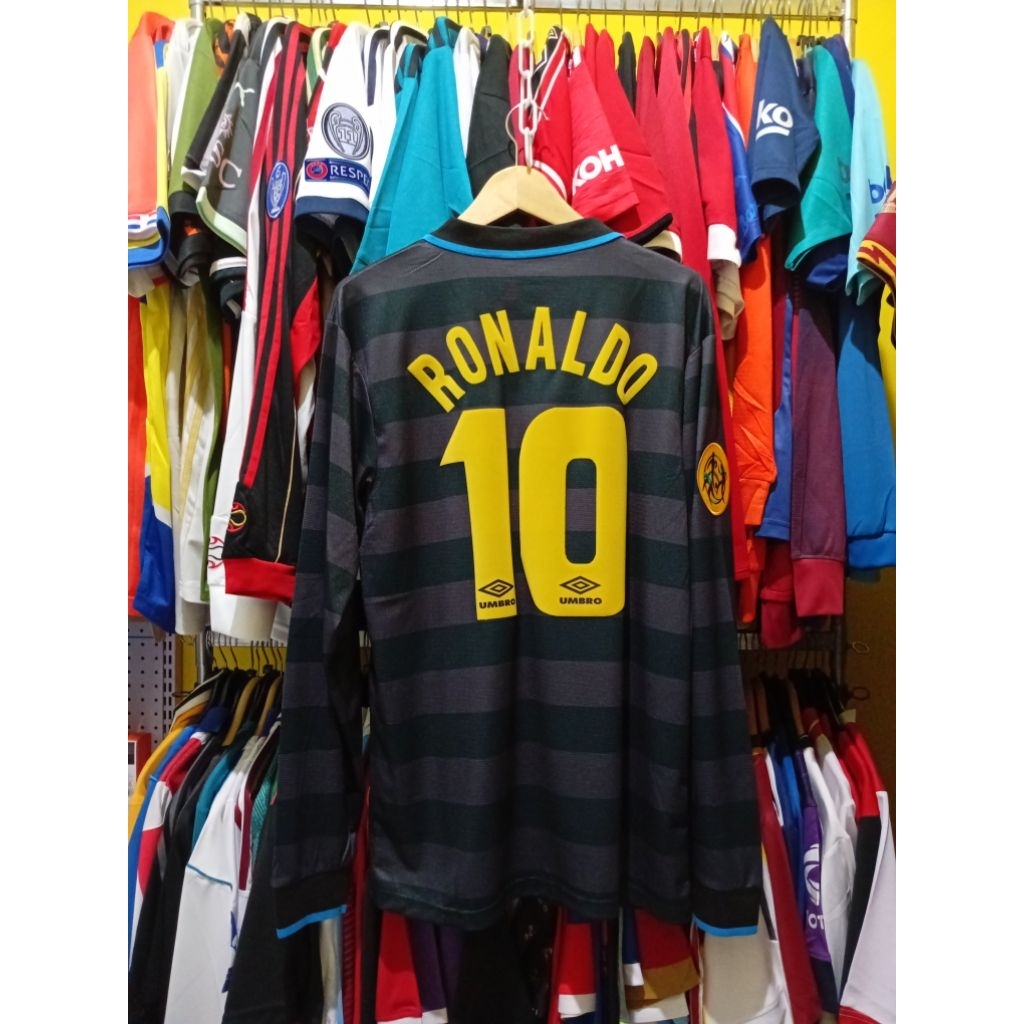 [NAMESET VELVET] JERSEY BOLA LS RETRO GO INTER 1998 1999 3RD RONALDO 10