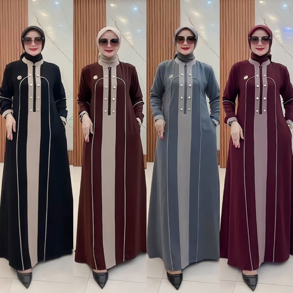 YUNNA DRESS by zahra original/gamis zahra/gamis simpel mewah elegan/gamis lebaran 2026/gamis viral