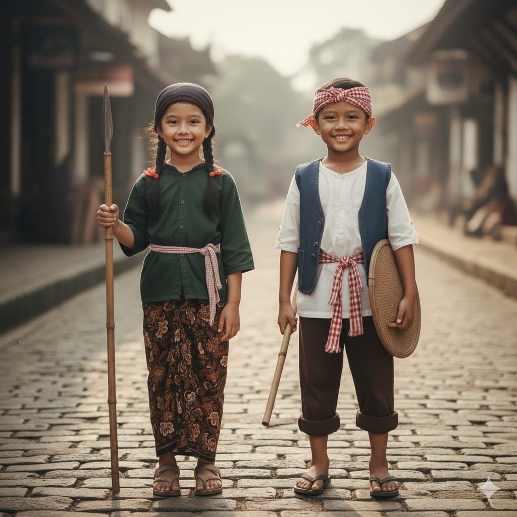 Kostum Pahlawan / Setelan anak cewek / Kostum pejuang anak / Kostum Karnaval / Kostum Pawai / Setela