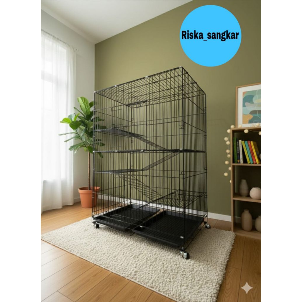 KANDANG KUCING JUMBO TINGKAT 4.  UK 90x60130Cm