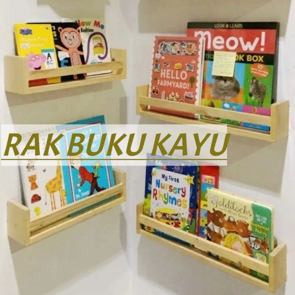 RAK BUKU KAYU / RAK BUKU ANAK / RAK BUKU DINDING