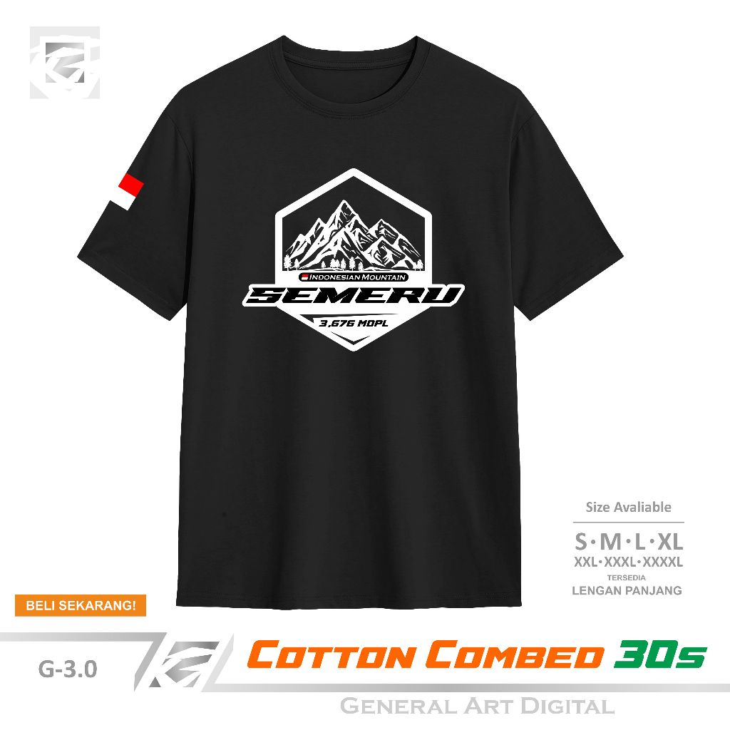 Baju Kaos Gunung Semeru 3676 mdpl T-Shirt Pria Wanita Kaos Pendaki