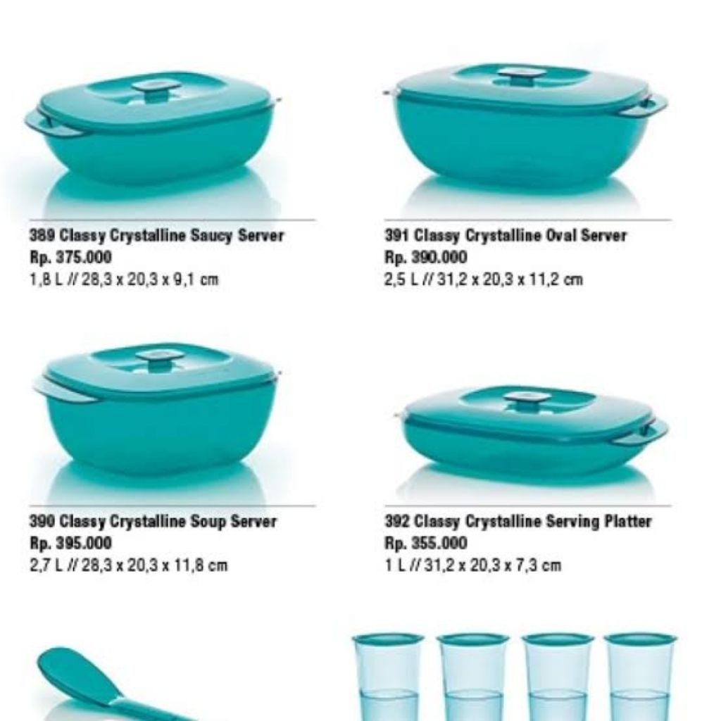 Classy Crystalline oval server 2L tupperware / tempat makan kristal crystal cantik tosca
