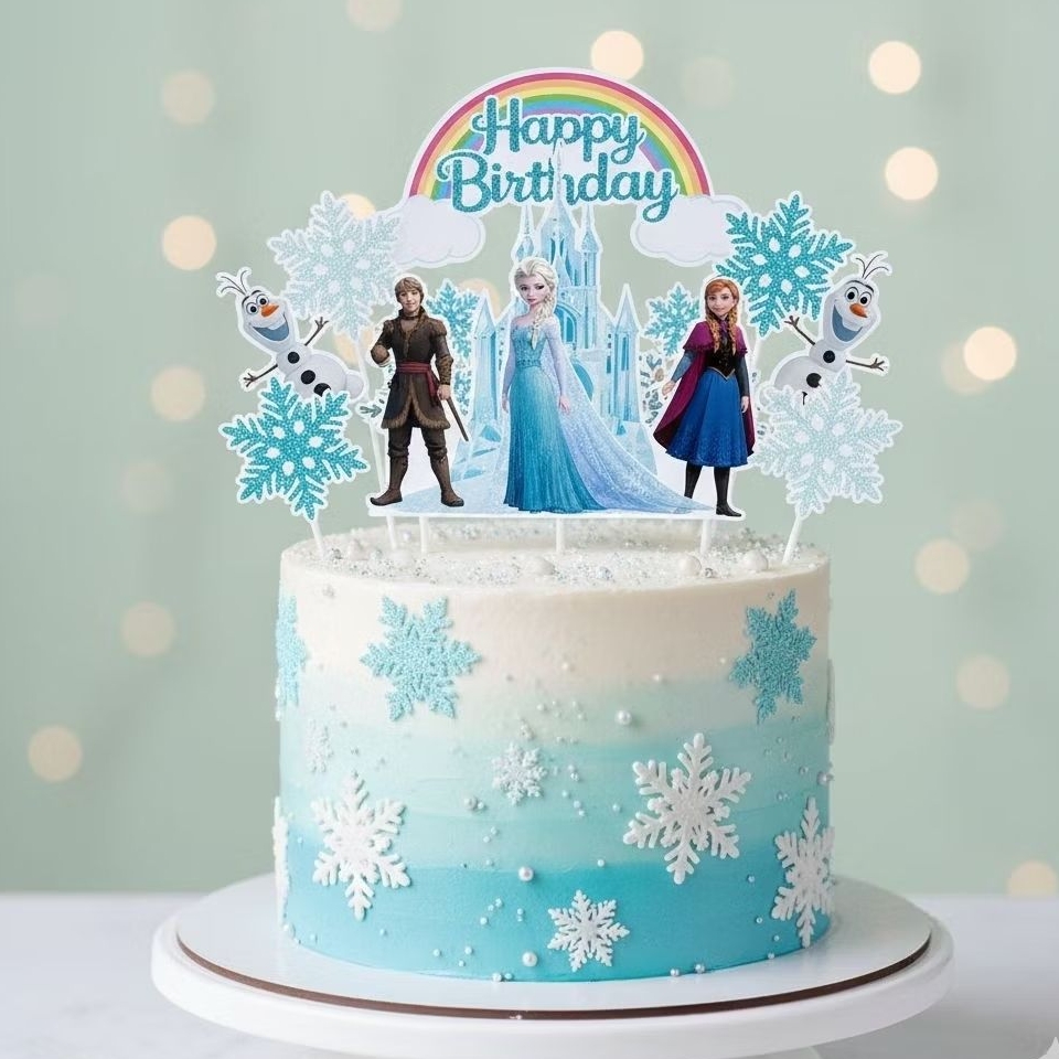 Topper FROZEN Custom Nama | Hiasan Kue ULTAH Tema Frozen