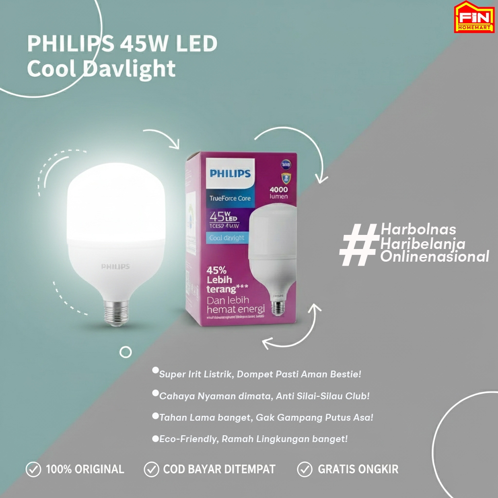 Bohlam Lampu Philips True Force LED 45Watt Lampu LED Philips 45W TForce Core - Original