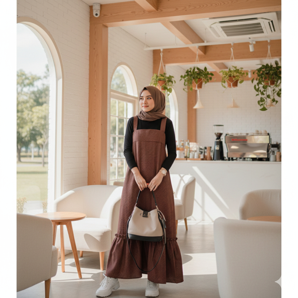 Square overall / Overall motif kotak-kotak remaja kekinian Berbahan Katun Oxford