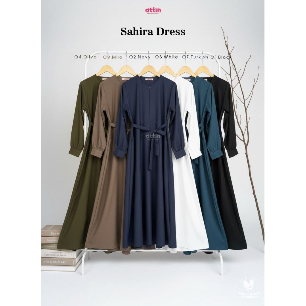 Sahira Dress by Attin/gamis polos/gamis katun toyobo/gamis Attin