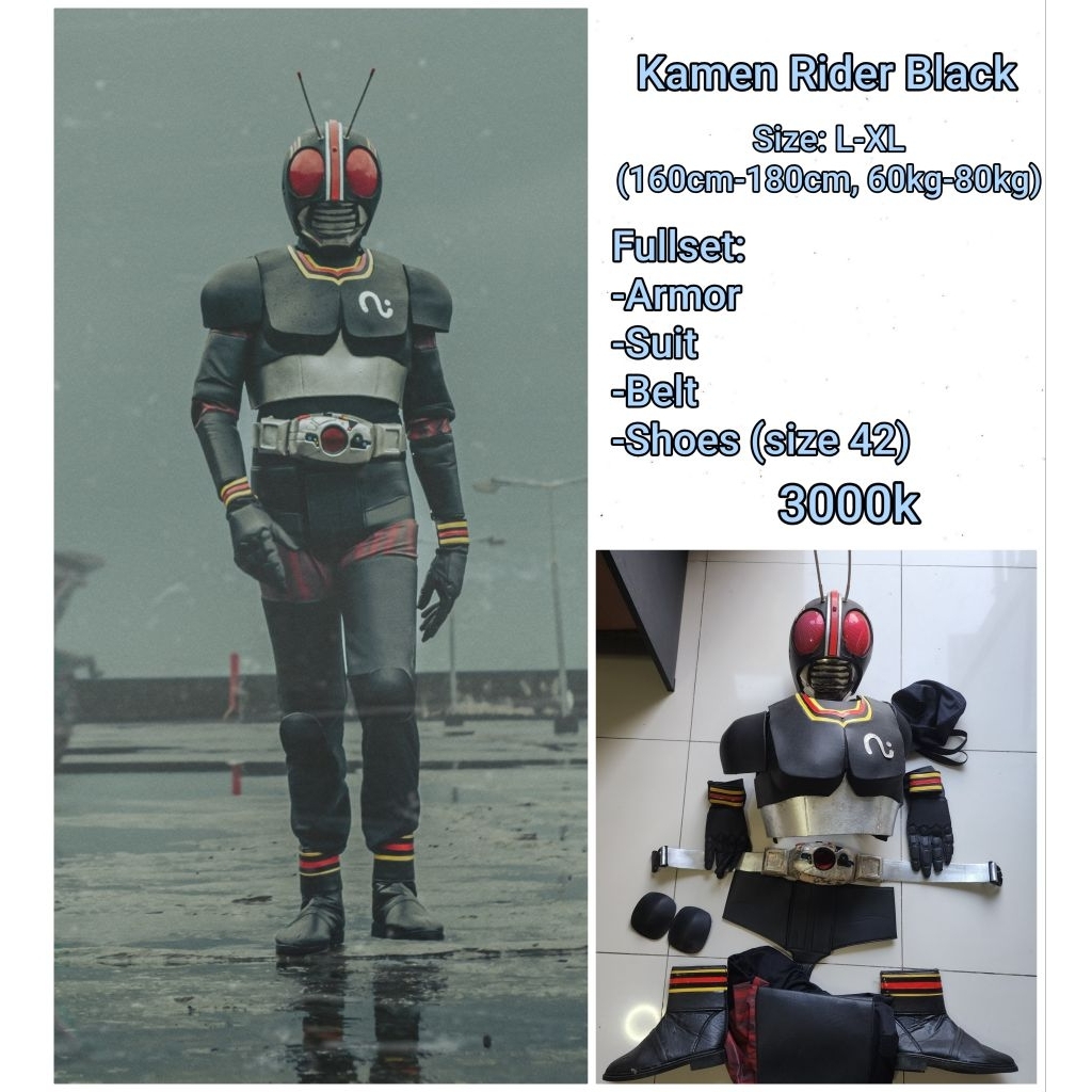 Kostum Cosplay Kamen Rider Black Satria Baja Hitam