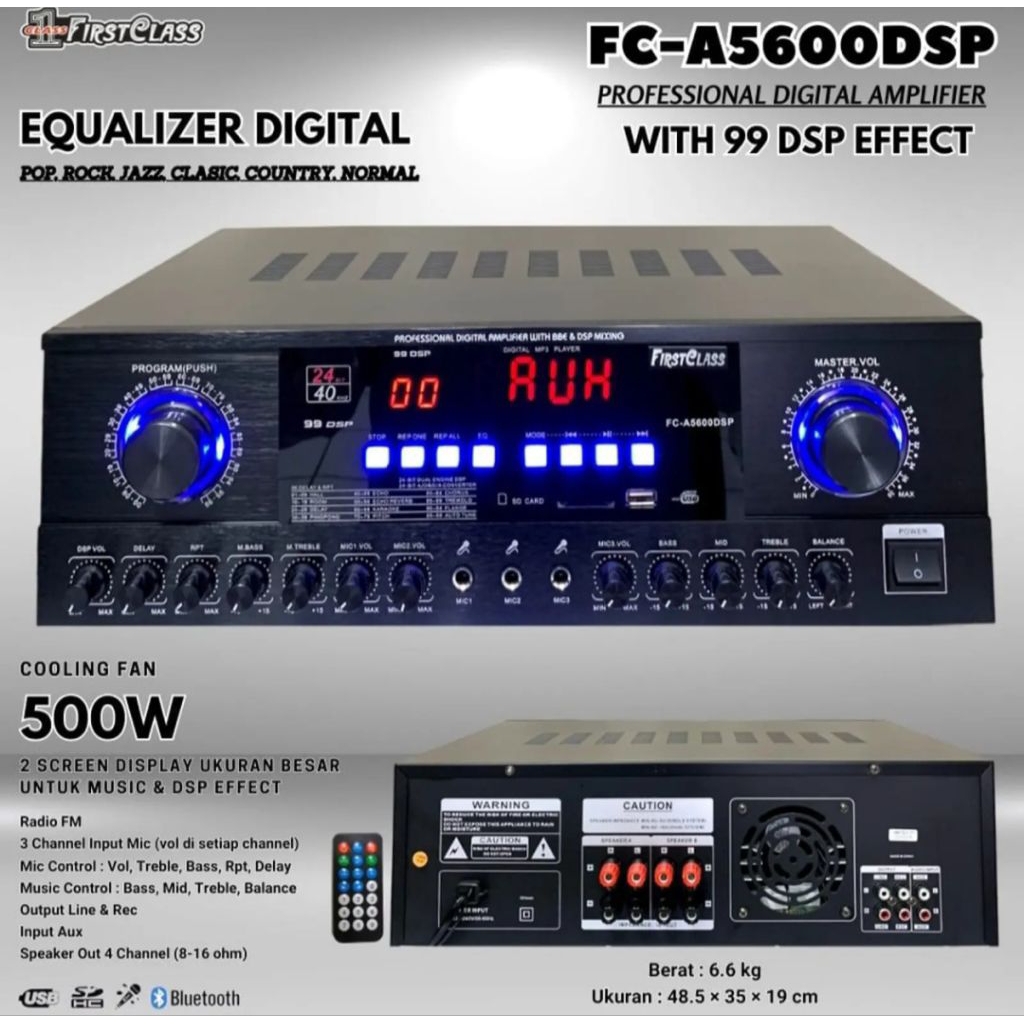 AMPLI KARAOKE FIRSTCLASS FC-A5600DSP 500 WATT ORIGINAL FCA5600 DSP