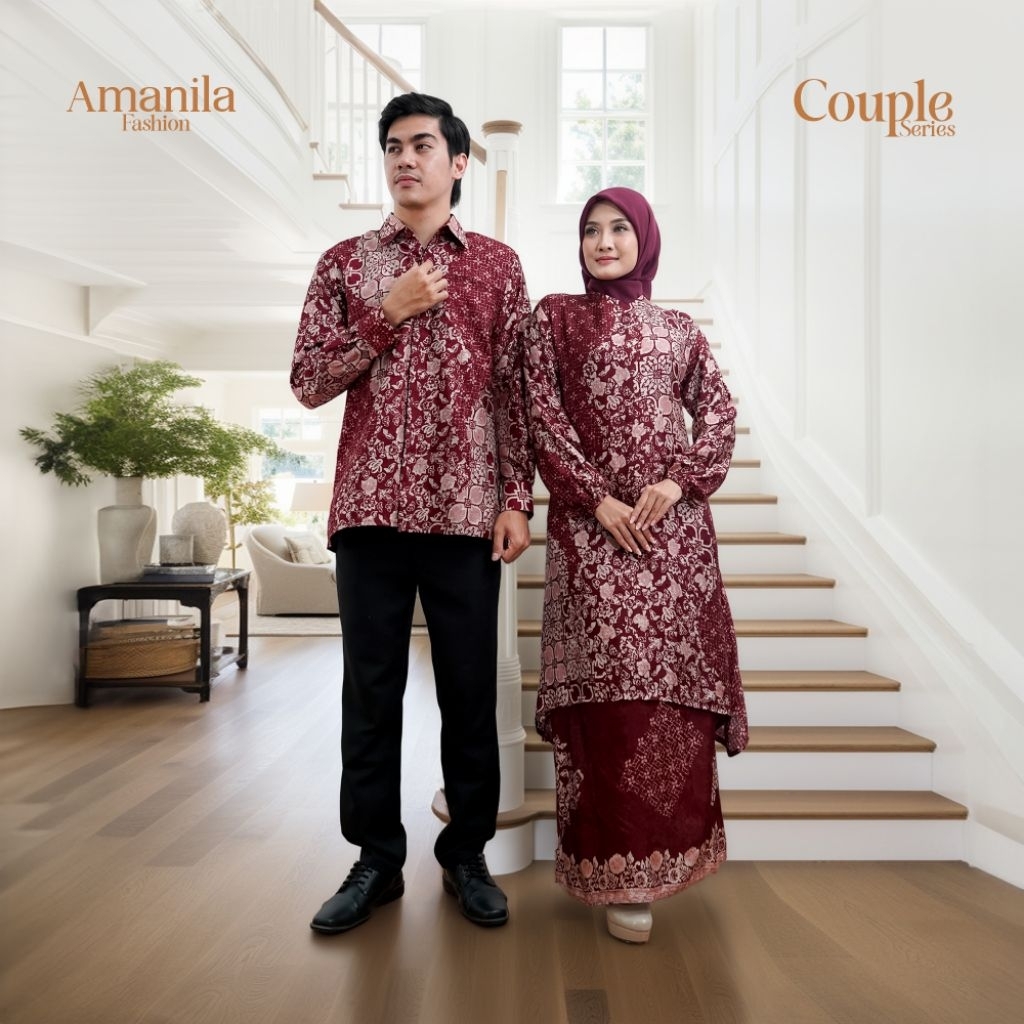 ALAZZA-(COD)COUPLE SET BATIK SUTRA VISCOSE SUPER PREMIUM/SERAGAM BATIK SUPER MEWAH KEKINIAN