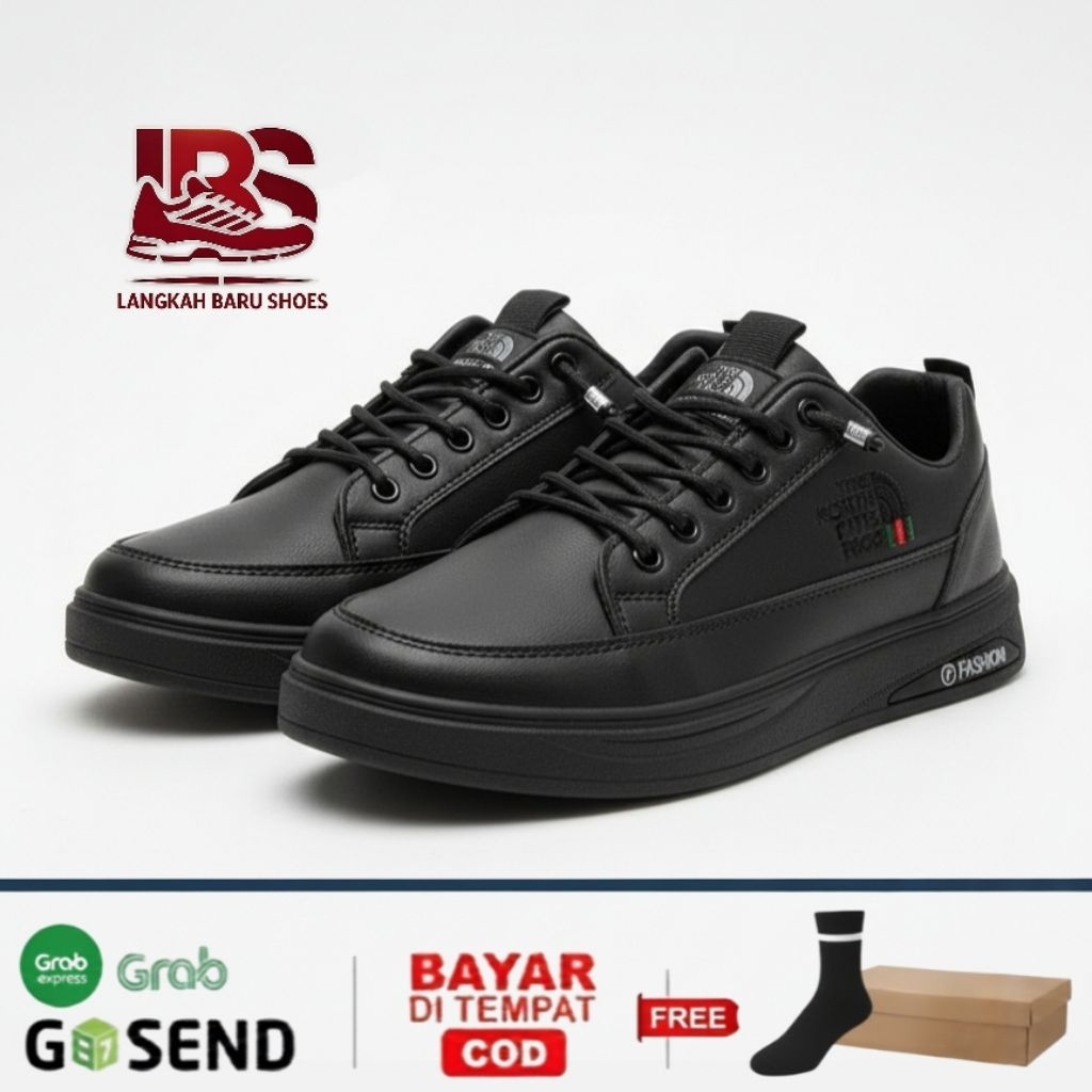 Sepatu Sneaker Casual Pria Sepatu Kulit Sepatu Fashion impor Sepatu Hitam Sepatu Sekolah Pria  LBS W