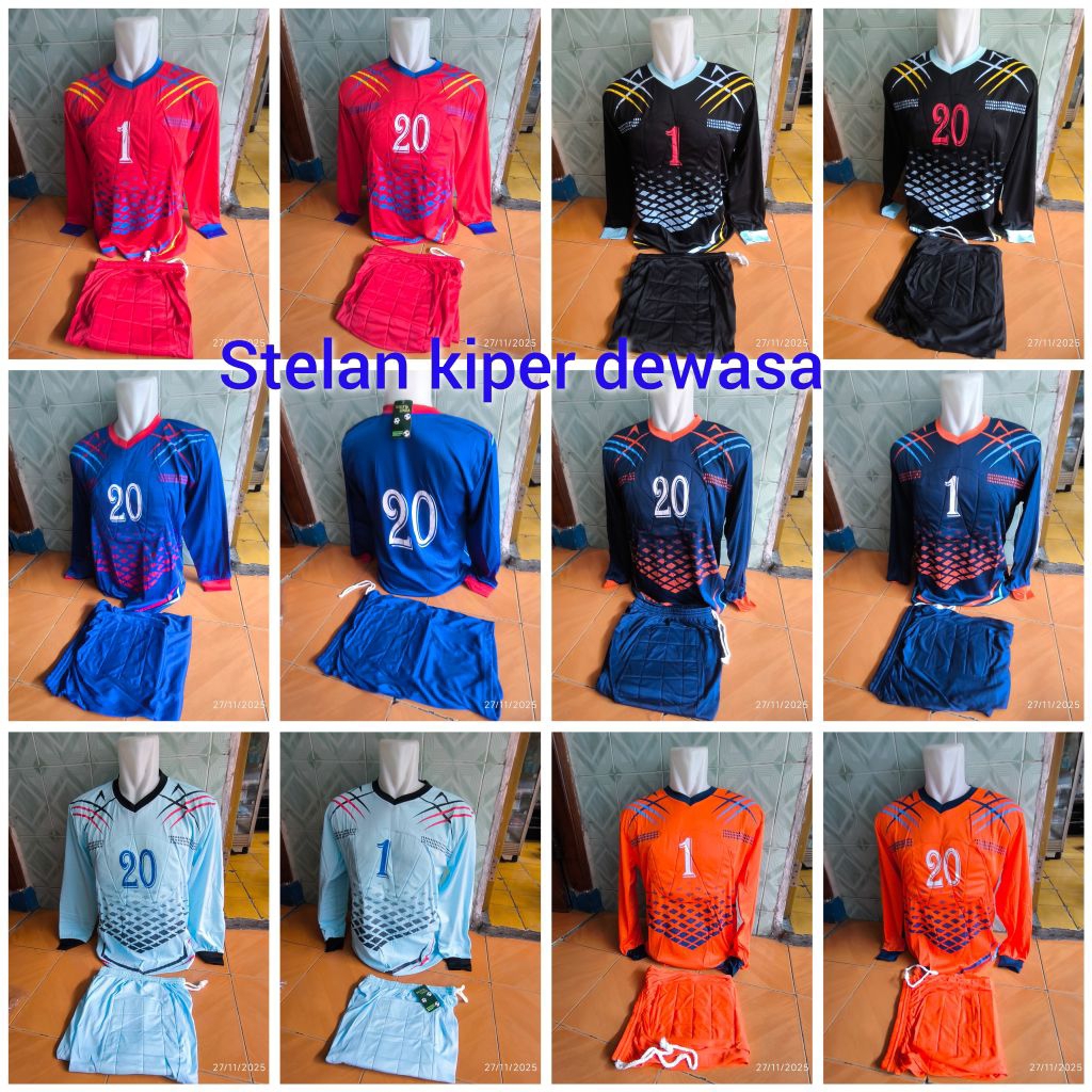 SETELAN SEPAK BOLA KIPER DEWASA BAJU KAOS KIPER BAHAN HYGET ALLSIZE BUSA BAGIAN DADA DAN SIKU