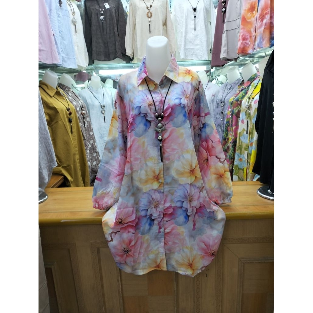 TUNIK KATUN RAYON MOTIF BUNGA BUNGA T 732