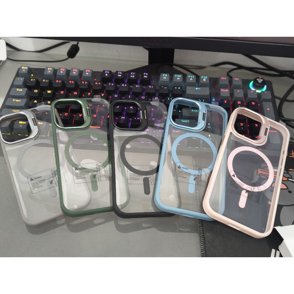 IU Case Stand Magsafe Multicolor Iphone 11 12 13 14 15 16 Pro Plus ProMax Metal FREE Tempered Glass 