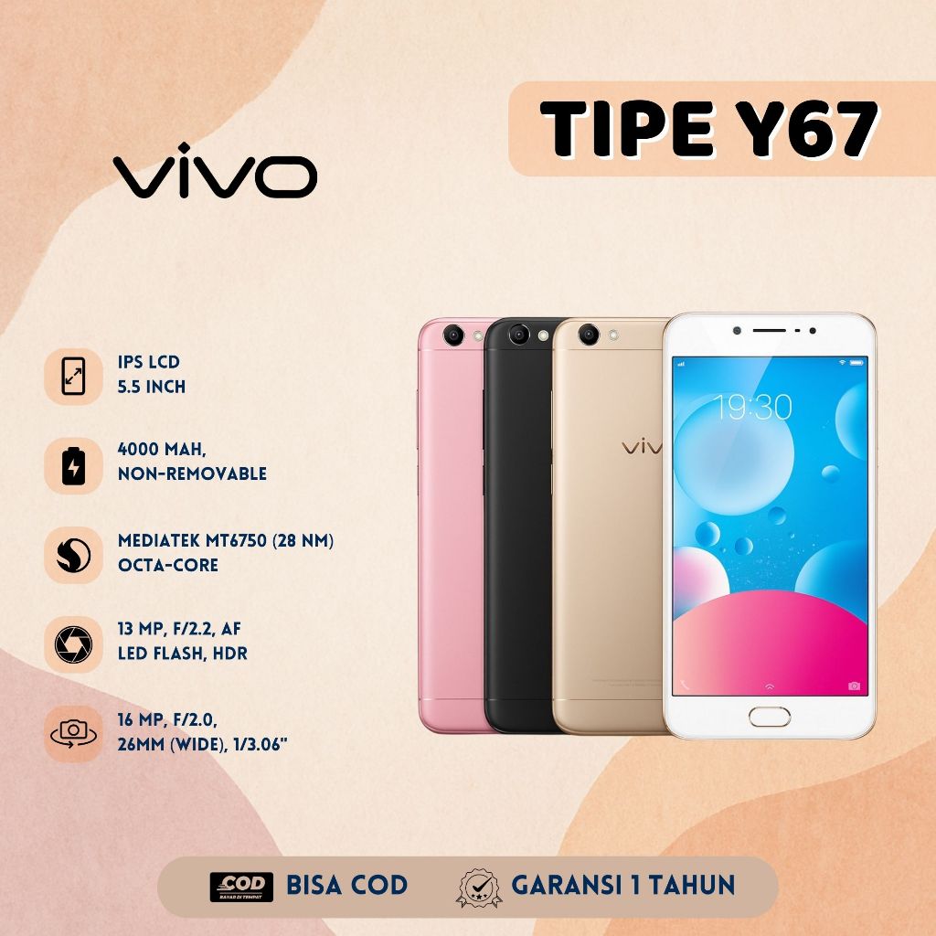 HP VIVO Y67 6+128GB Hp Murah Smartphone Fullset Garansi 12 Bulan
