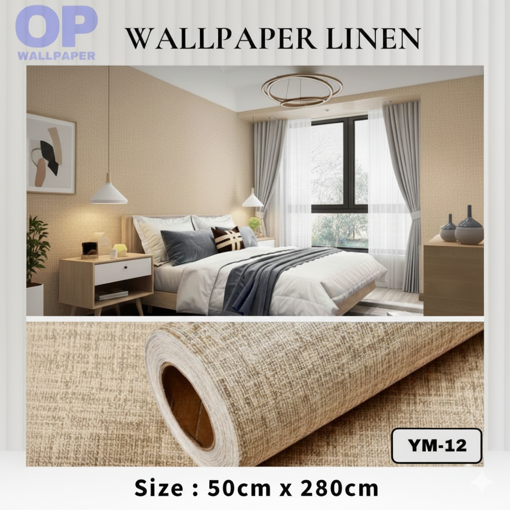 WALLPAPER DINDING LINEN ROLL / STIKER DINDING / WALLPAPER FOAM STIKER TERMURAH