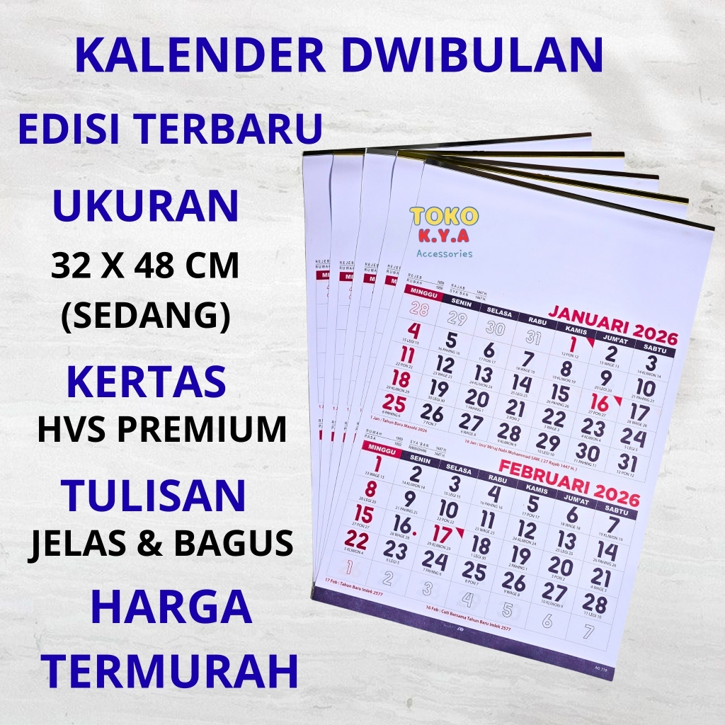 KALENDER DINDING 2 BULANAN REBARU 2026/ KALENDER DINDING DWIBULAN AO TERBARU 2026