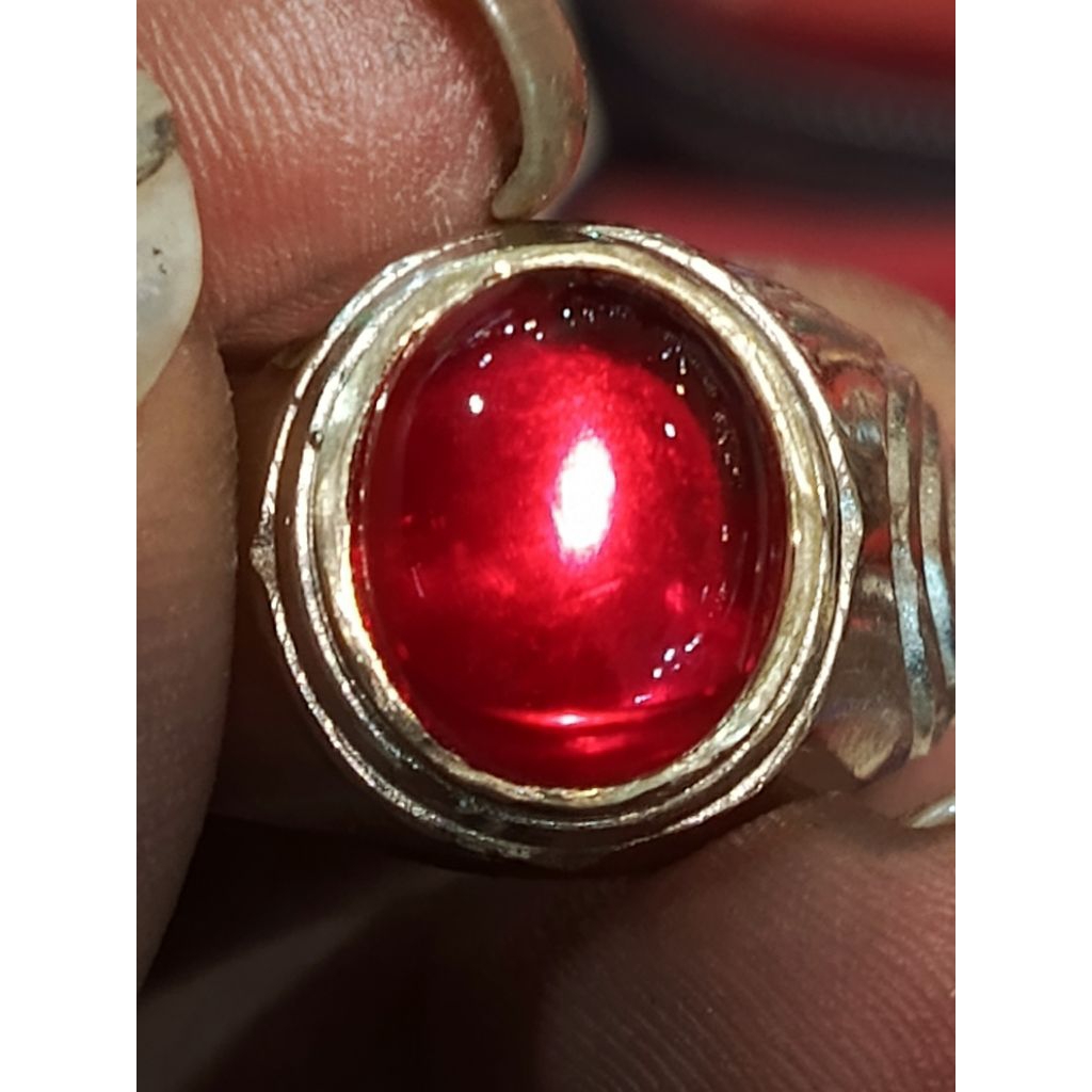 batu Mirah siam delima ikat alpaka krum super mewah mantap no 9