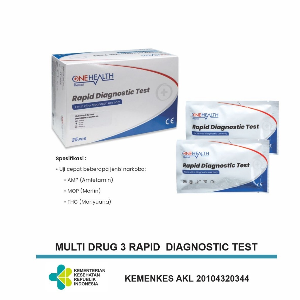 Onehealth Multi Drug 3 Rapid Diagnostic Test isi 1 pc - Alat Tes Narkoba [JAKSEL]
