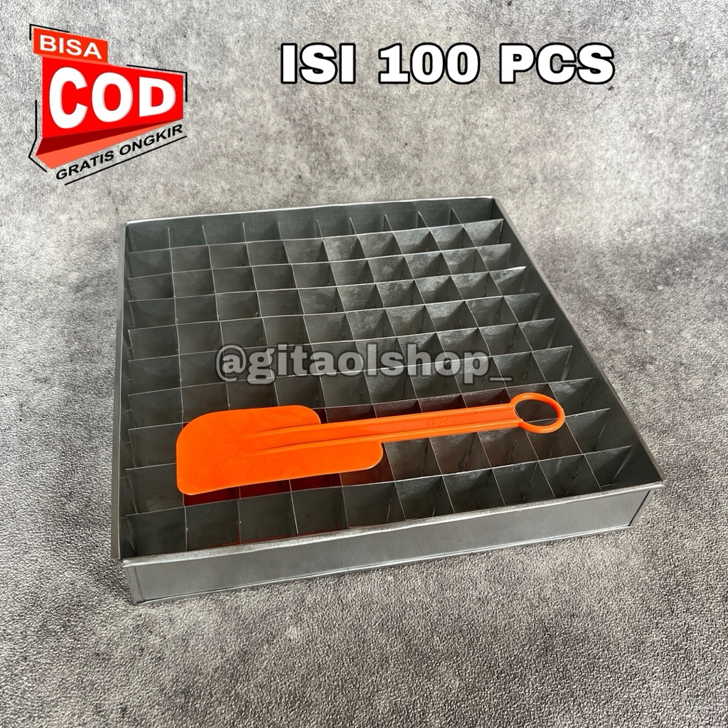 Loyang Kotak Sekat Brownies 100 Lubang 20x20 25x25 Anti Lengket