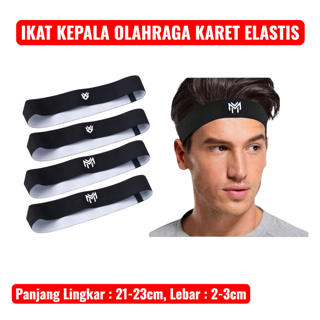 Headband Olahraga Ikat kepala Olahraga Volly Basket Futsal Sepakbola Bahan Karet Elastis Untuk Dewas