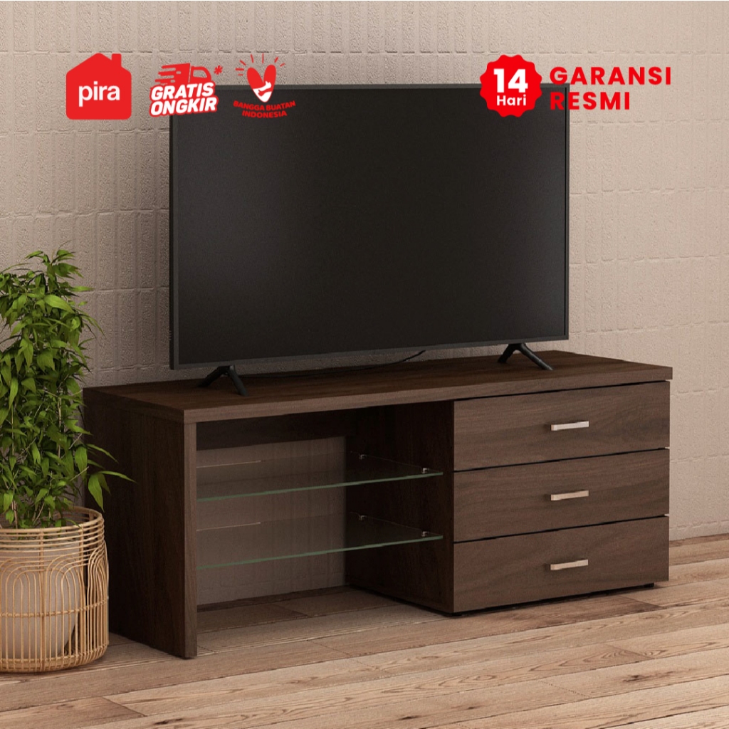 Pira Bavarian - Toto TV Meja TV/Rak TV Kayu Gelap - Brown Walnut